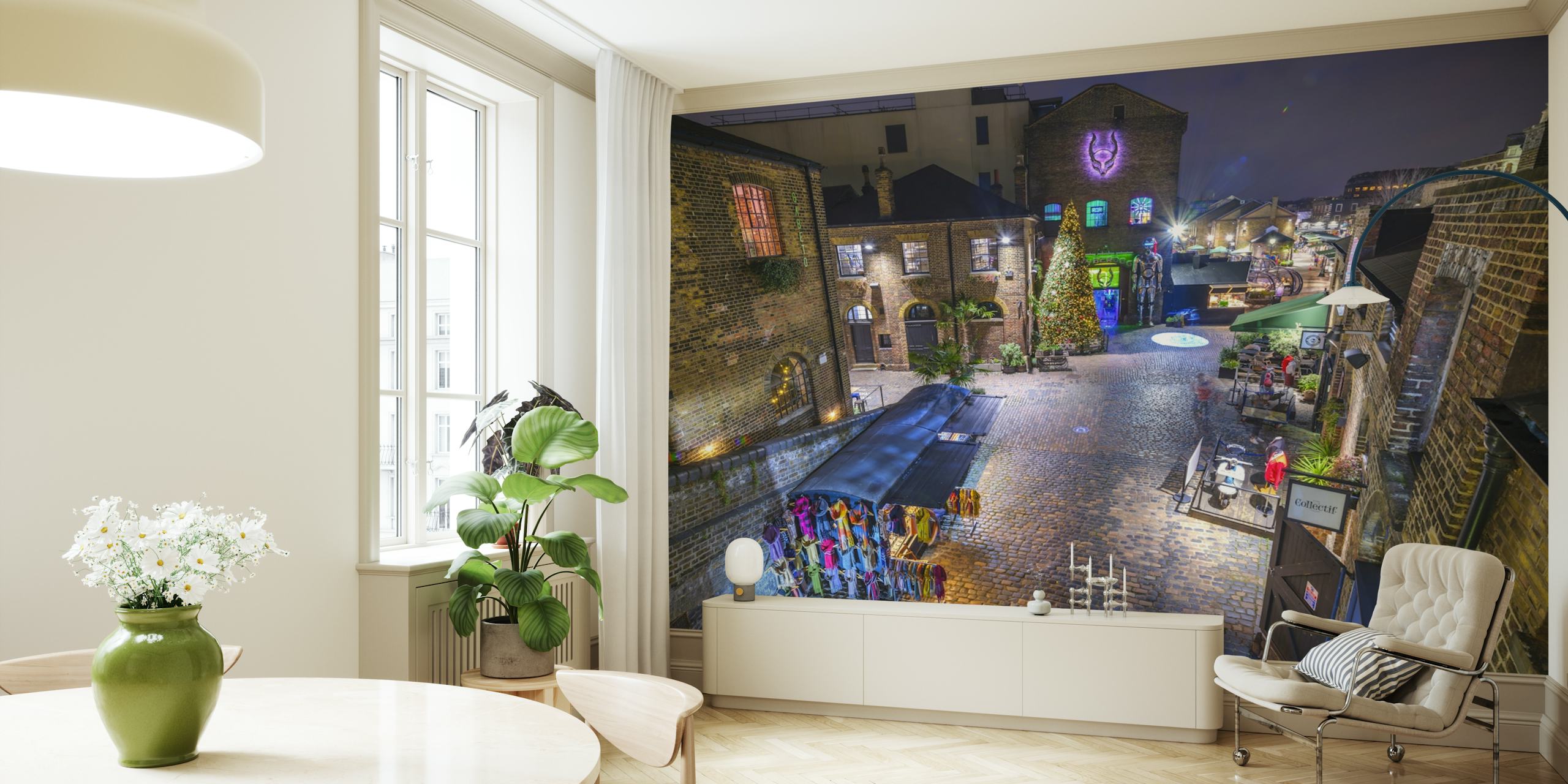 Night Market Vibes behang in een kamer